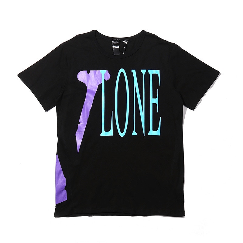 VLONE Text Printed Tshirt in Black and Blue VLONE Text Printed Tshirt in Black and Blue