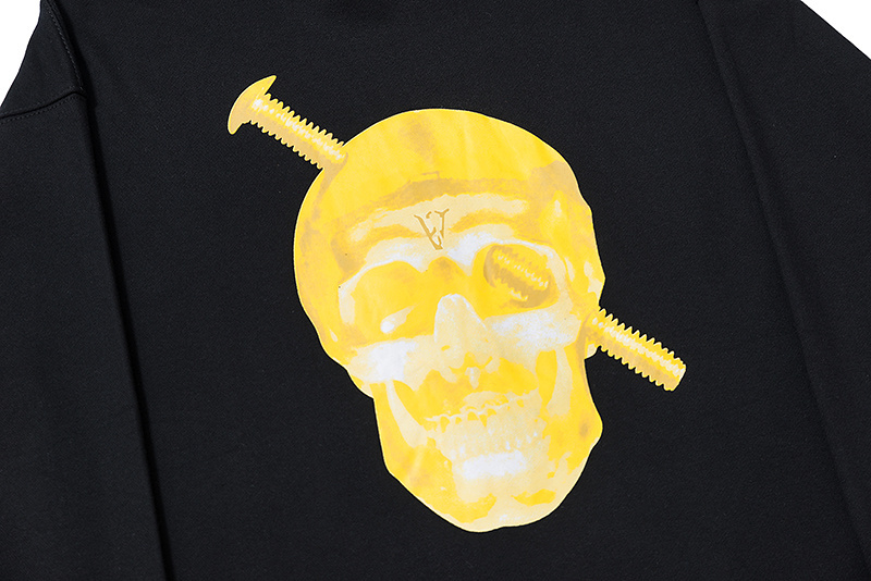 VLONE Yellow Skull Hoodie close VLONE Skull Hoodie