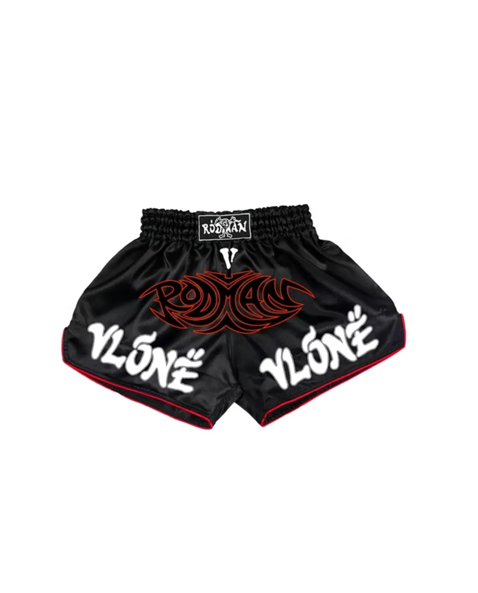 Vlone Rodman Logo Muy Thai Shorts – Black Vlone Rodman Logo Muy Thai Shorts – Black