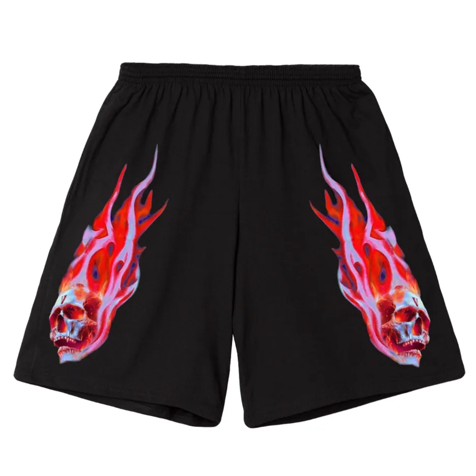 Vlone Skully Red Flame Black Short Vlone Skully Red Flame Black Short