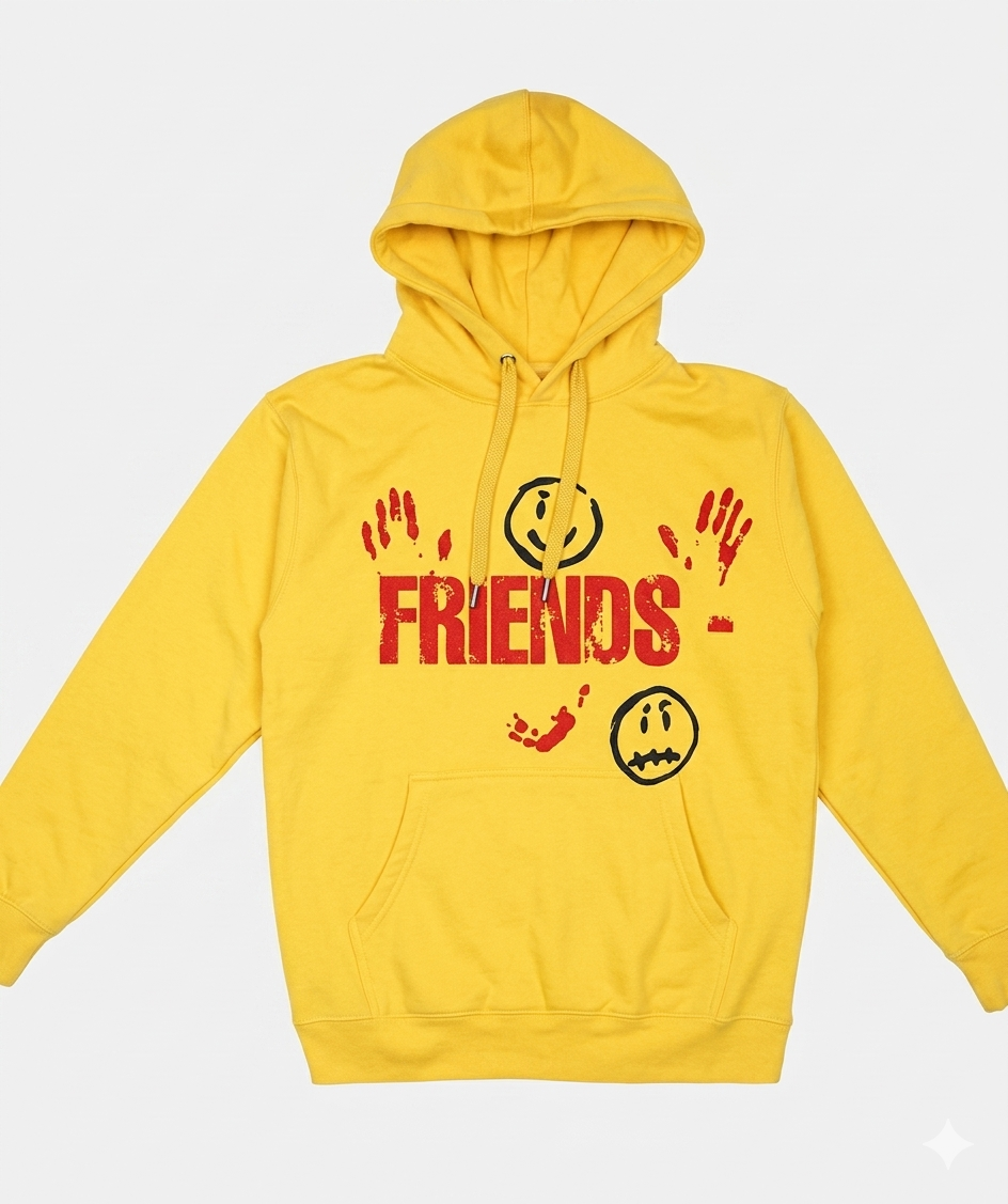 Vlone X Kika Drip Blood V Staple Friends Hoodie – Yellow Vlone X Kika Drip Blood V Staple Friends Hoodie – Yellow