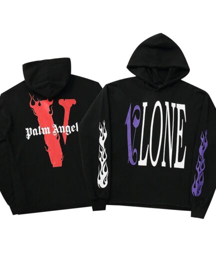 New VLONE Palm Angel Hip Hop Hoodie Black Red New VLONE Palm Angel Hip Hop Hoodie Black Red
