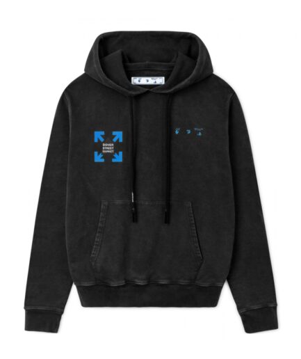Off-White Dover Street Market Covered in Blue Fluro Hues Hoodie – Black Off-White Dover Street Market Covered in Blue Fluro Hues Hoodie – Black