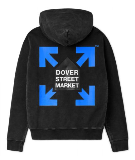 Off-White Dover Street Market Covered in Blue Fluro Hues Hoodie – Black Off-White Dover Street Market Covered in Blue Fluro Hues Hoodie – Black