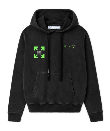 Off-White Dover Street Market Covered in Green Fluro Hues Hoodie – Black Off-White Dover Street Market Covered in Green Fluro Hues Hoodie – Black