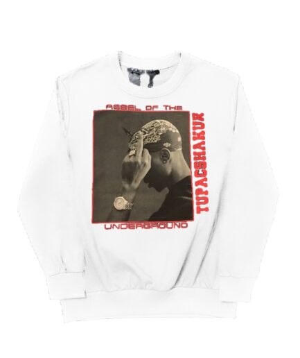 Vlone x Tupac Rebel Of The Underground Sweatshirt – White Vlone x Tupac Rebel Of The Underground Sweatshirt – White